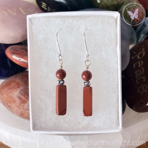 Red Jasper Brick Earrings